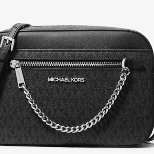 Michael Kors Black Belt Bag with Silver Accents